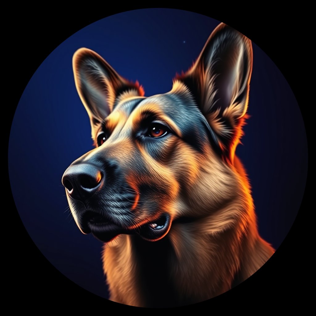 Cosmic medallion portrait of PFZ5C03_PFZ5C03, a German Shepherd