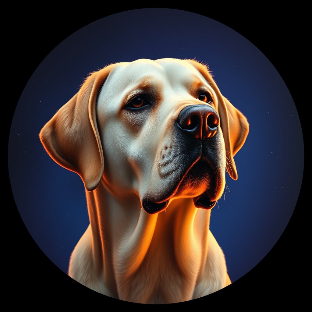 Cosmic medallion portrait of PFZ5C04_PFZ5C04, a Labrador Retriever