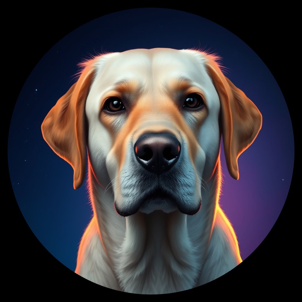 Cosmic medallion portrait of PFZ5C05_PFZ5C05, a Labrador Retriever