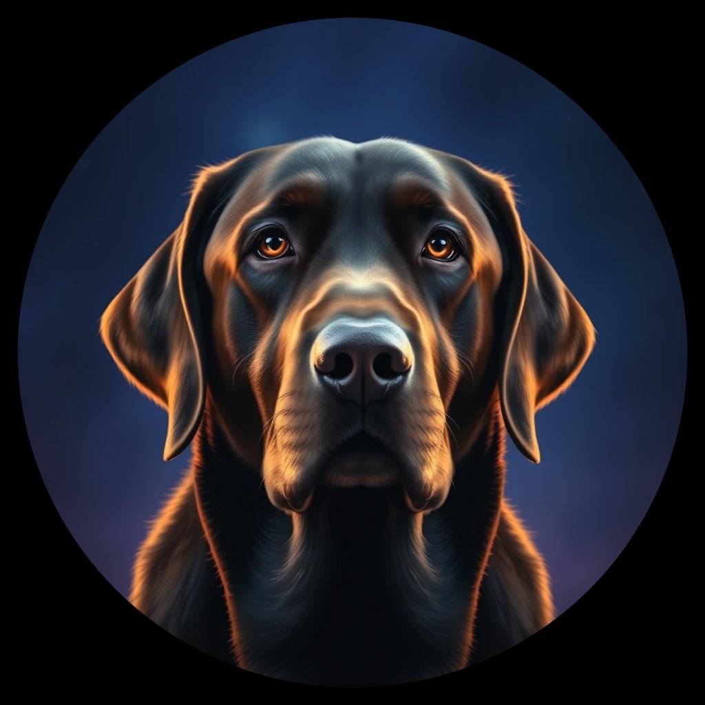 Cosmic medallion portrait of PFZ5C06_PFZ5C06, a Labrador Retriever