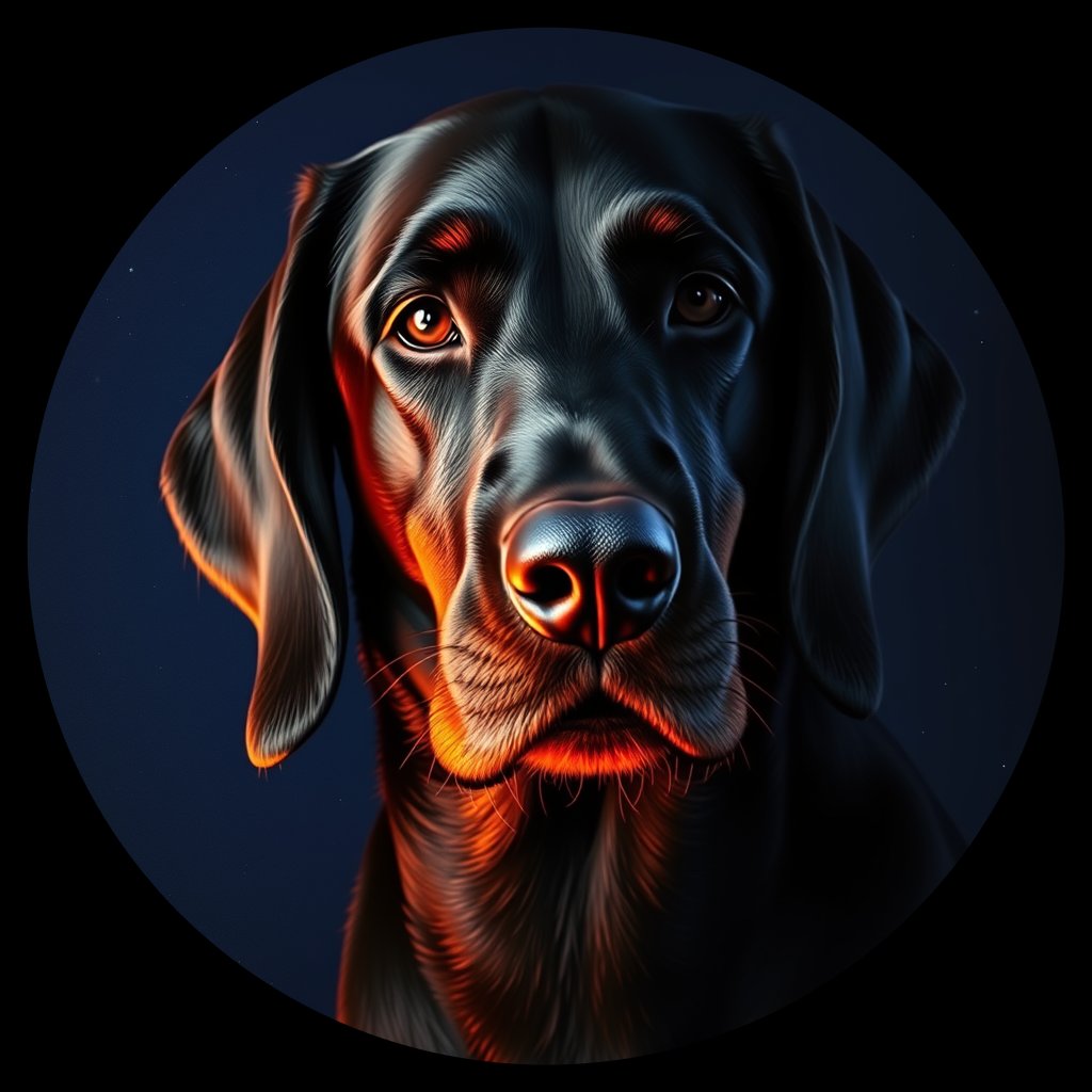 Cosmic medallion portrait of PFZ5C09_PFZ5C09, a Gordon Setter