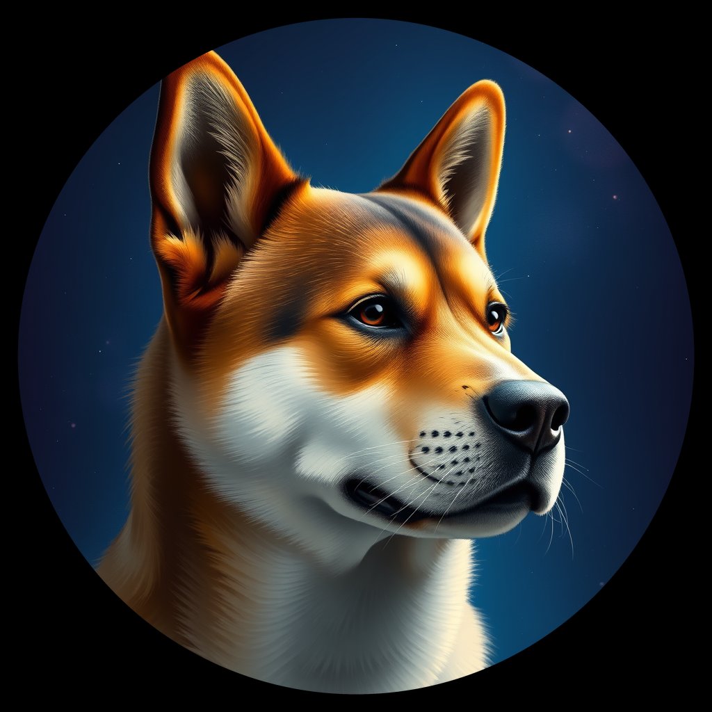 Cosmic medallion portrait of PFZ5C10_PFZ5C10, a Akita