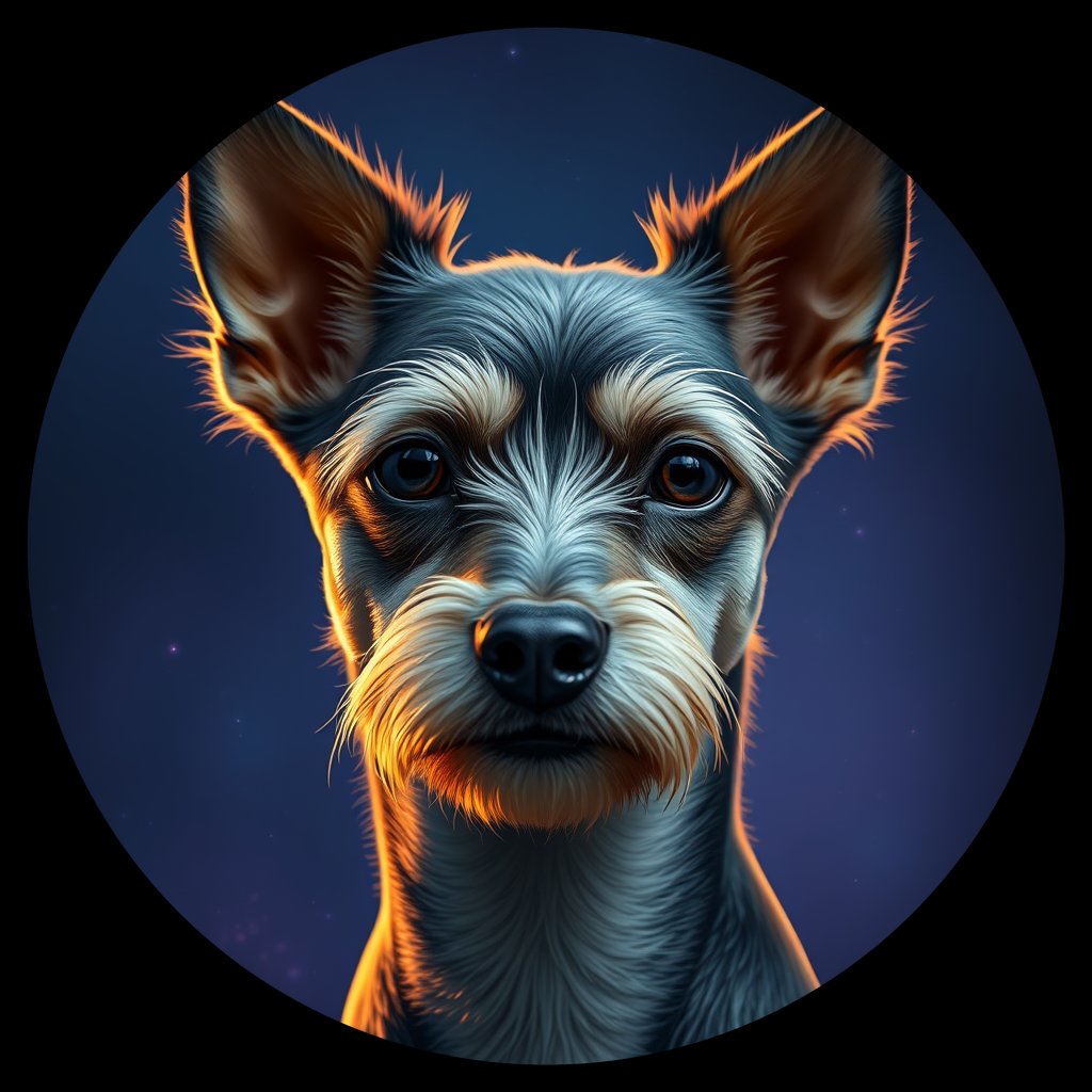 Cosmic medallion portrait of PFZ5C12_PFZ5C12, a Chinese Crested