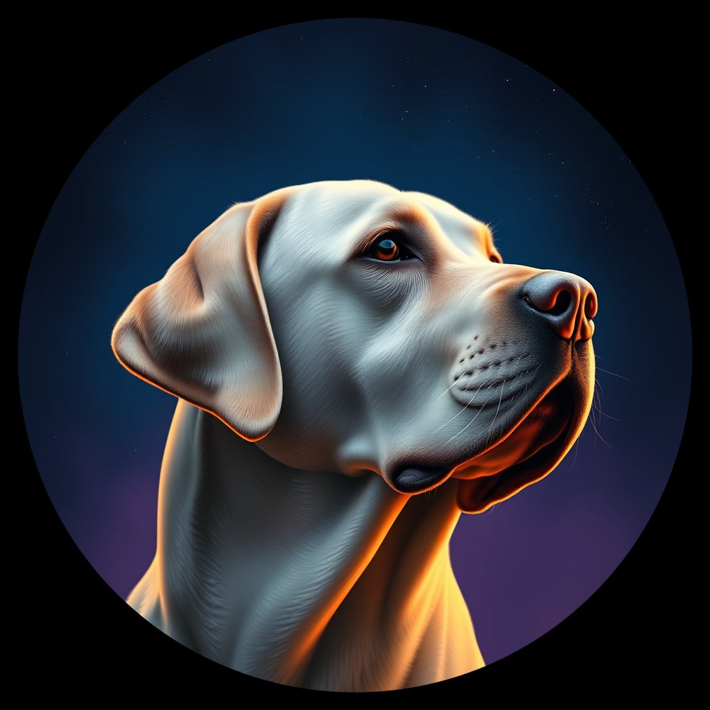 Cosmic medallion portrait of PFZ5D01_PFZ5D01, a Labrador Retriever