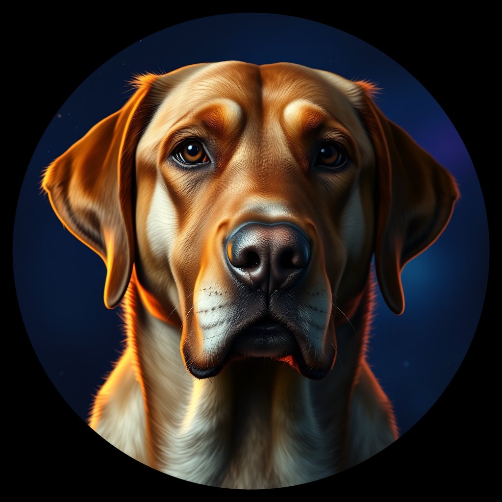 Cosmic medallion portrait of PFZ5D03_PFZ5D03, a Labrador Retriever