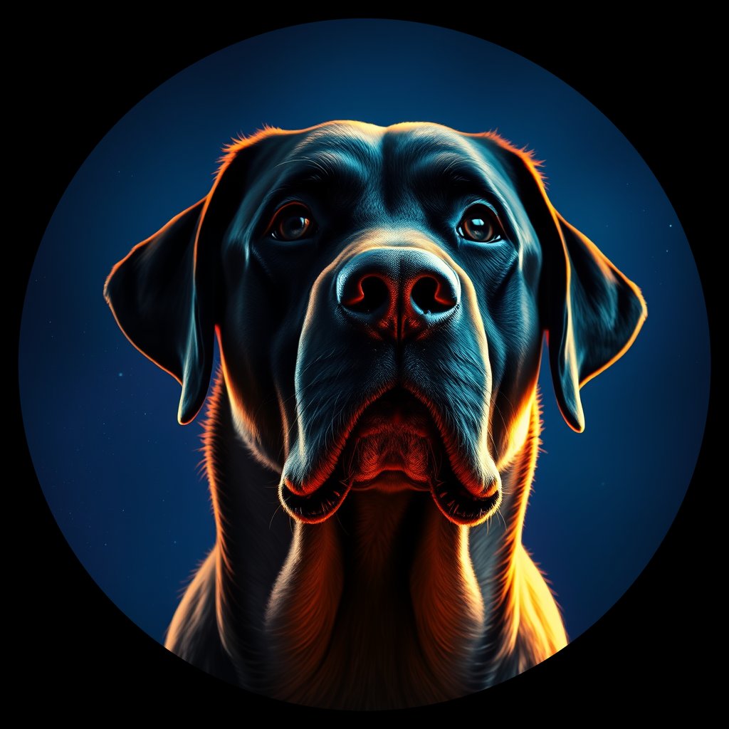 Cosmic medallion portrait of PFZ5D04_PFZ5D04, a Labrador Retriever