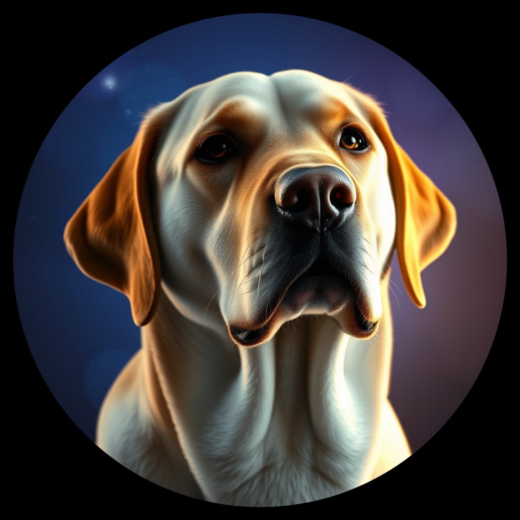 Cosmic medallion portrait of PFZ5D05_PFZ5D05, a Labrador Retriever
