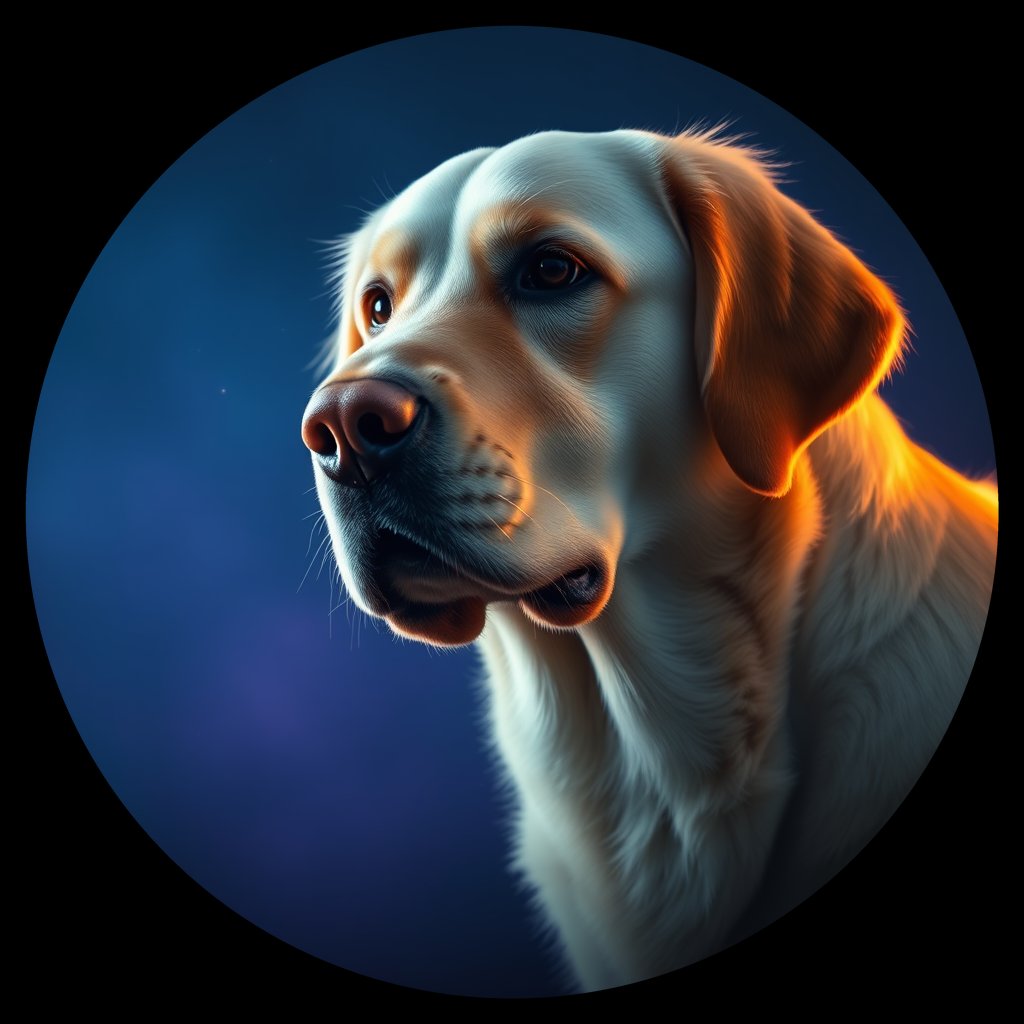 Cosmic medallion portrait of PFZ5D06_PFZ5D06, a Golden Retriever