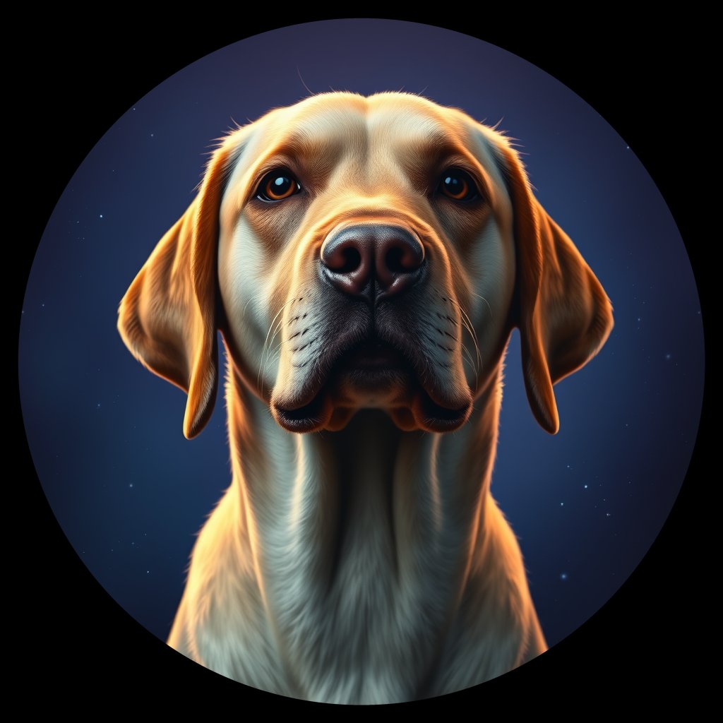 Cosmic medallion portrait of PFZ5D12_PFZ5D12, a Labrador Retriever