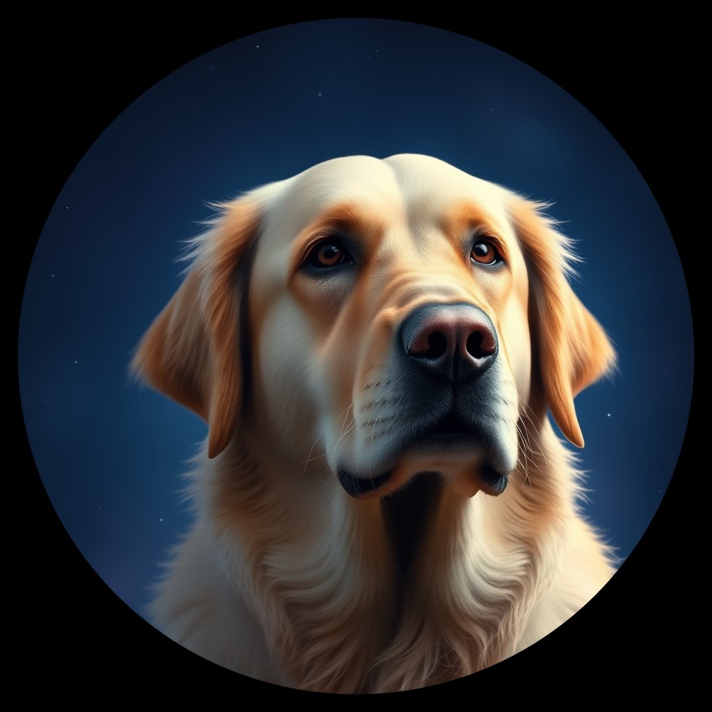Cosmic medallion portrait of PFZ5E02_PFZ5E02, a Golden Retriever