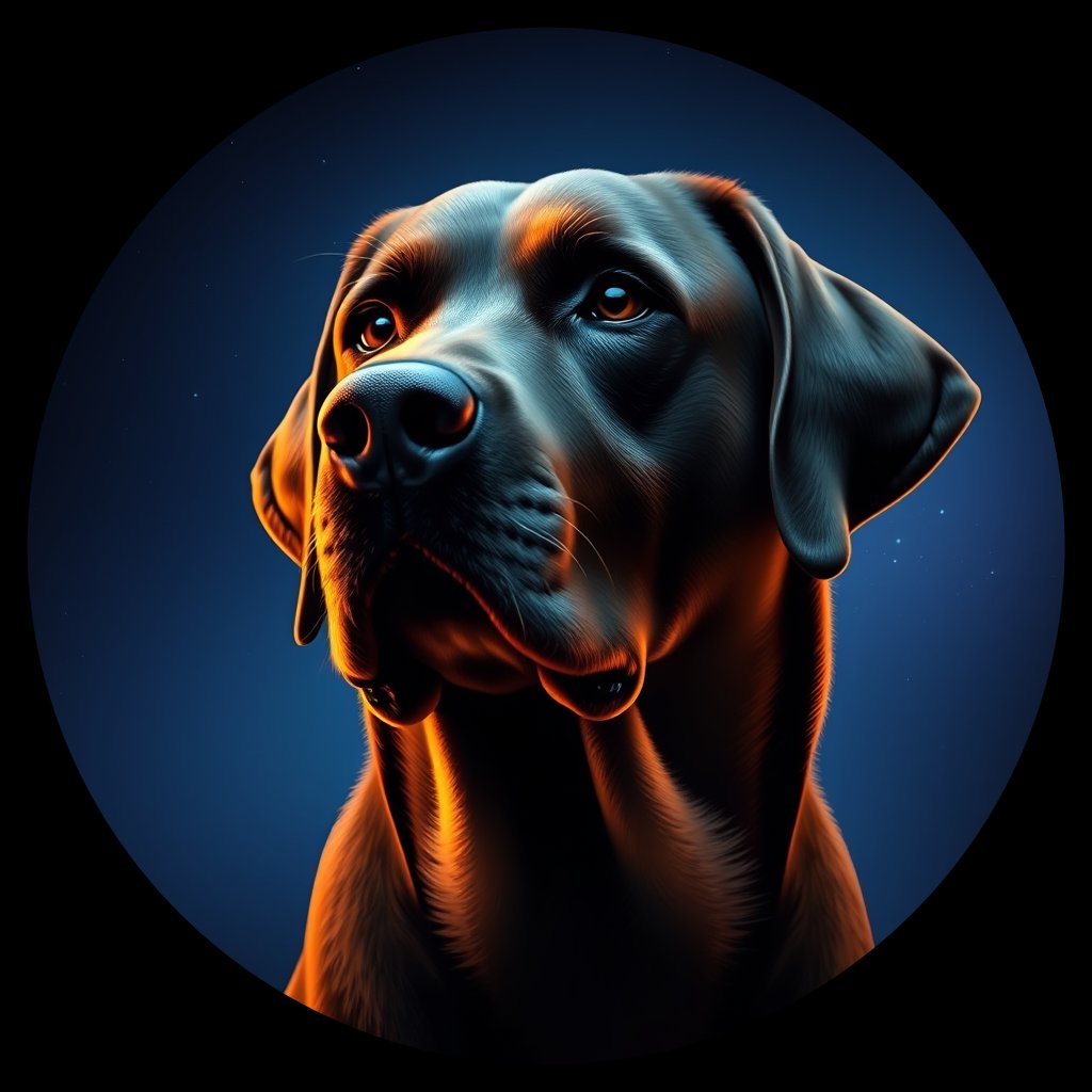 Cosmic medallion portrait of PFZ5E04_PFZ5E04, a Labrador Retriever