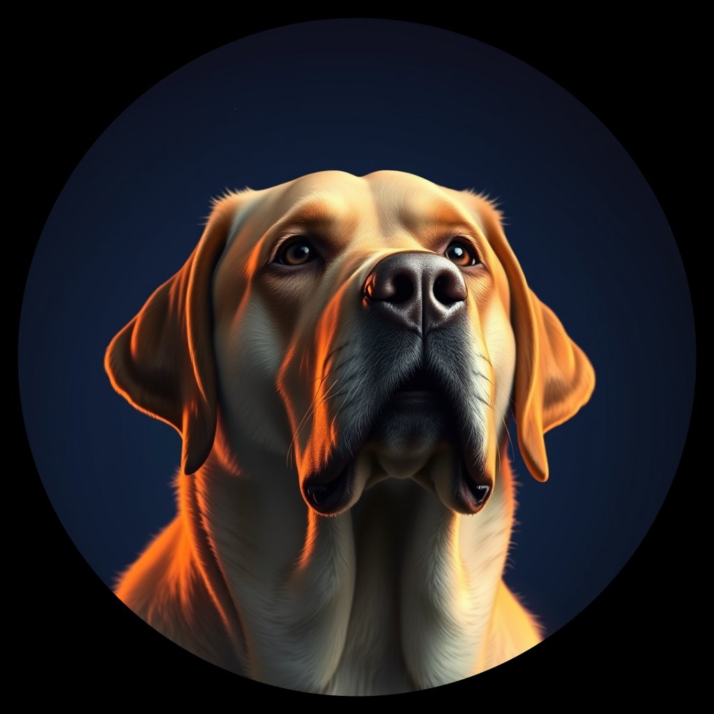 Cosmic medallion portrait of PFZ5E05_PFZ5E05, a Labrador Retriever
