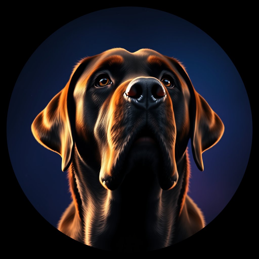Cosmic medallion portrait of PFZ5E07_PFZ5E07, a Labrador Retriever