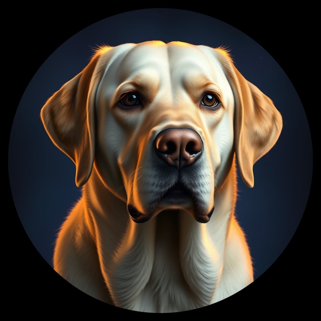 Cosmic medallion portrait of PFZ5F01_PFZ5F01, a Labrador Retriever