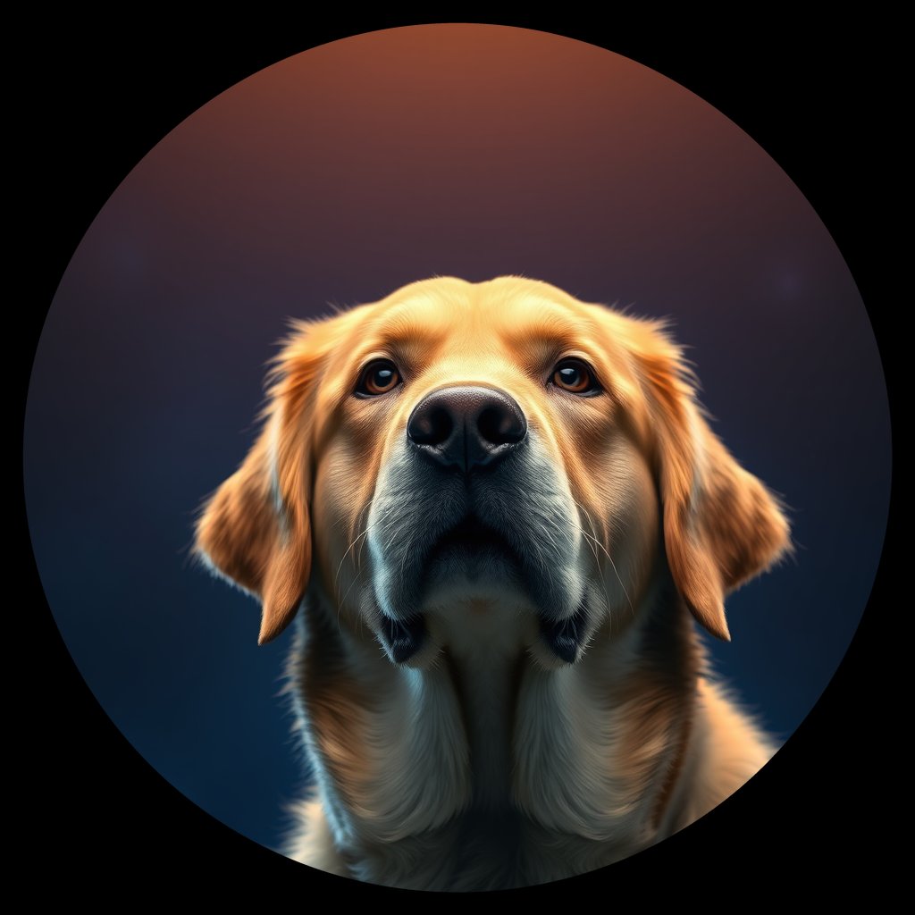 Cosmic medallion portrait of PFZ5F02_PFZ5F02, a Golden Retriever
