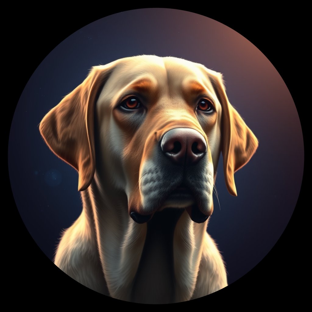 Cosmic medallion portrait of PFZ5F04_PFZ5F04, a Labrador Retriever