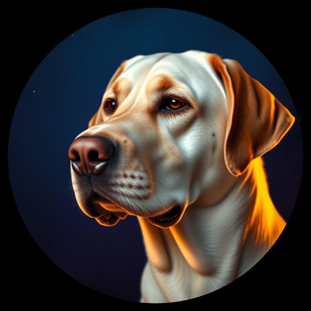 Cosmic medallion portrait of PFZ5F05_PFZ5F05, a Labrador Retriever