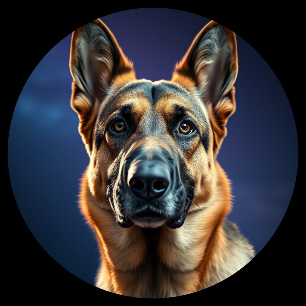 Cosmic medallion portrait of PFZ5F07_PFZ5F07, a German Shepherd