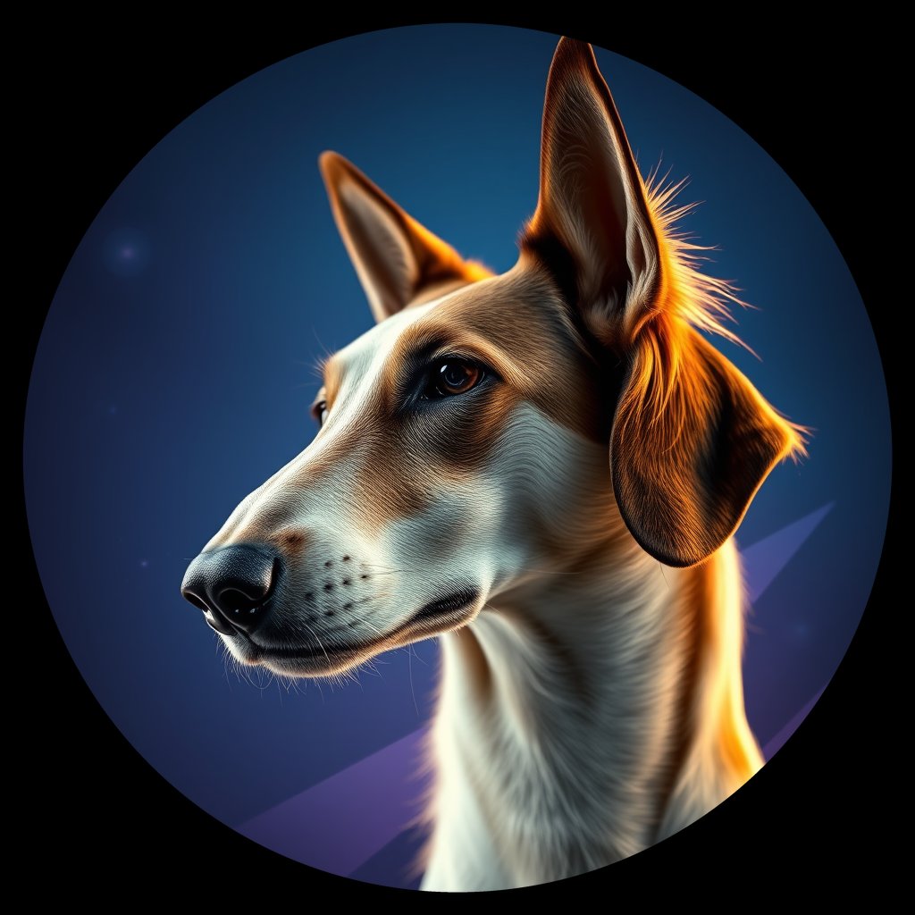 Cosmic medallion portrait of PFZ5F10_PFZ5F10, a Borzoi