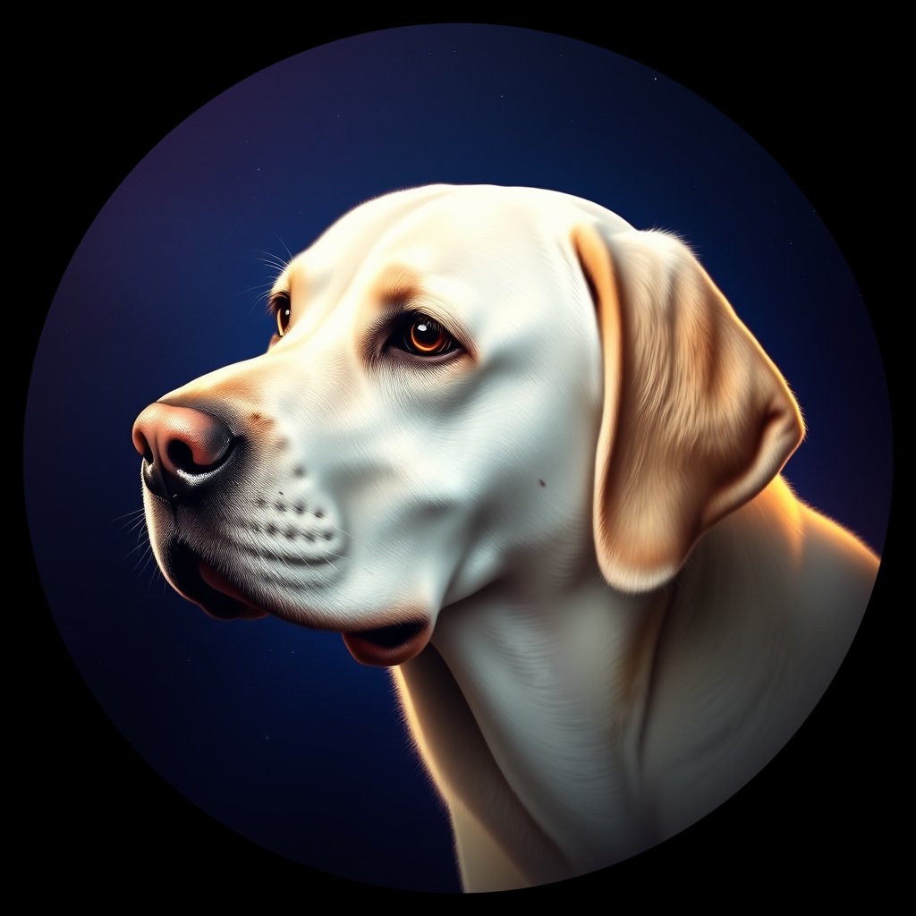 Cosmic medallion portrait of PFZ5F11_PFZ5F11, a Labrador Retriever