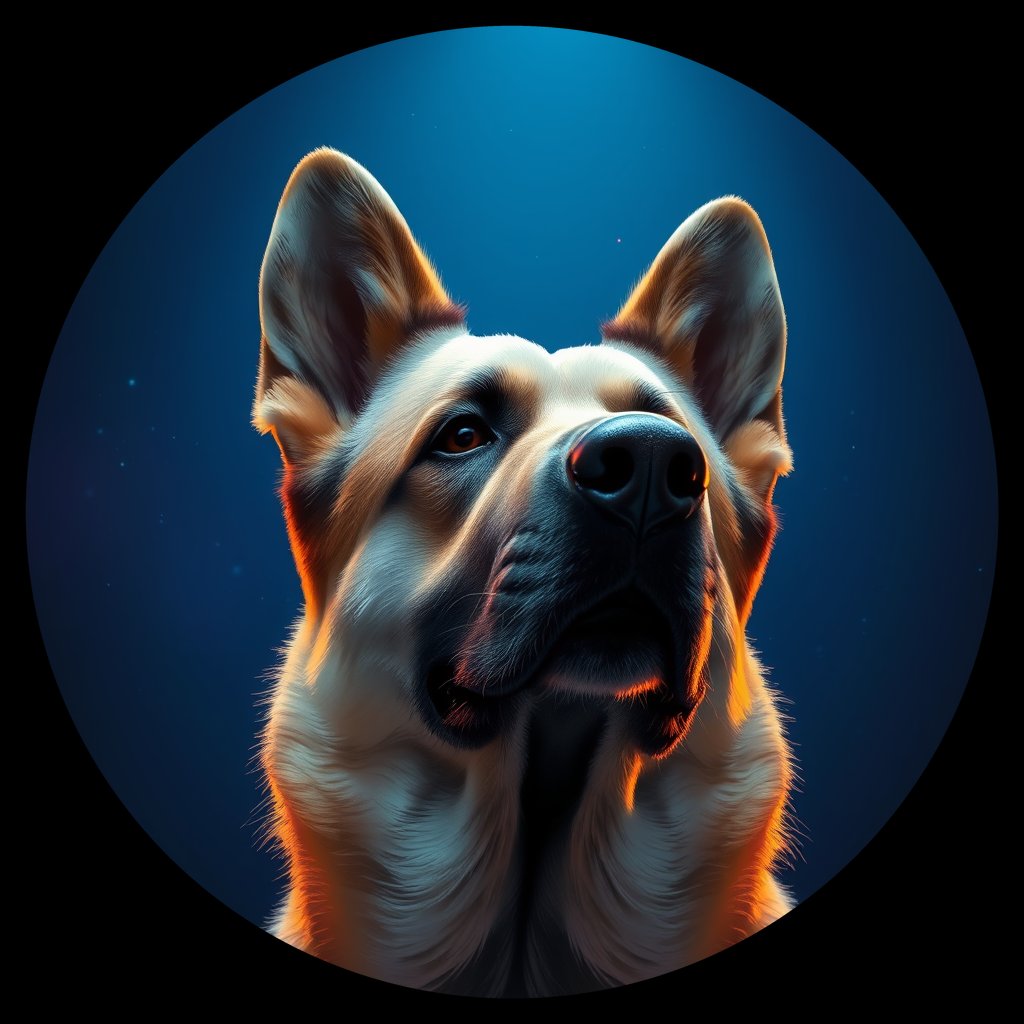 Cosmic medallion portrait of PFZ5F12_PFZ5F12, a German Shepherd