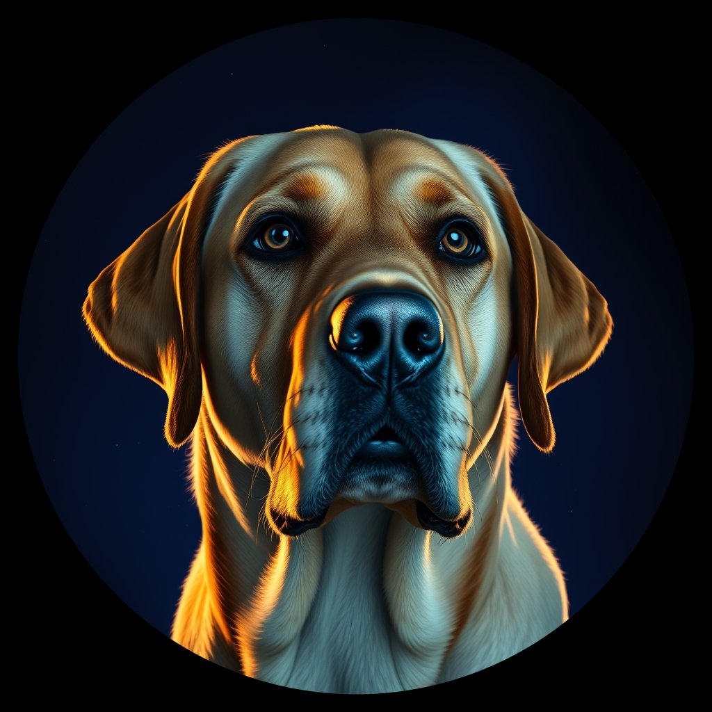 Cosmic medallion portrait of PFZ5G03_PFZ5G03, a Labrador Retriever