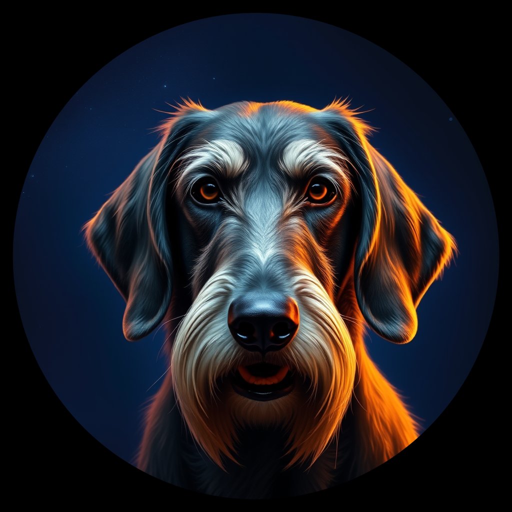 Cosmic medallion portrait of PFZ5G04_PFZ5G04, a Afghan Hound
