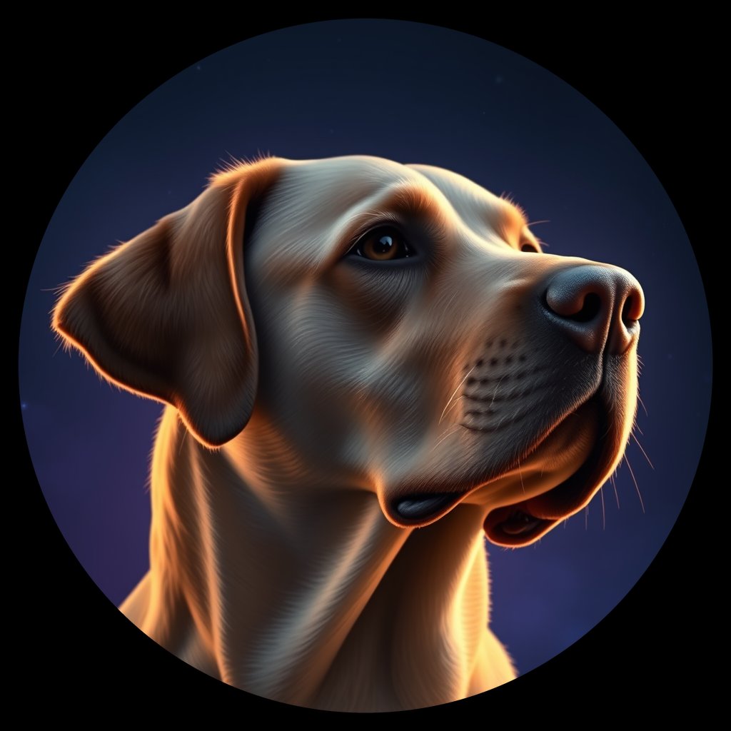 Cosmic medallion portrait of PFZ5G06_PFZ5G06, a Labrador Retriever