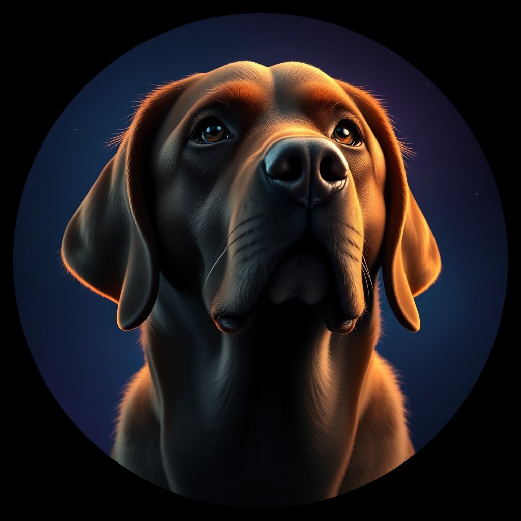 Cosmic medallion portrait of PFZ5G07_PFZ5G07, a Labrador Retriever