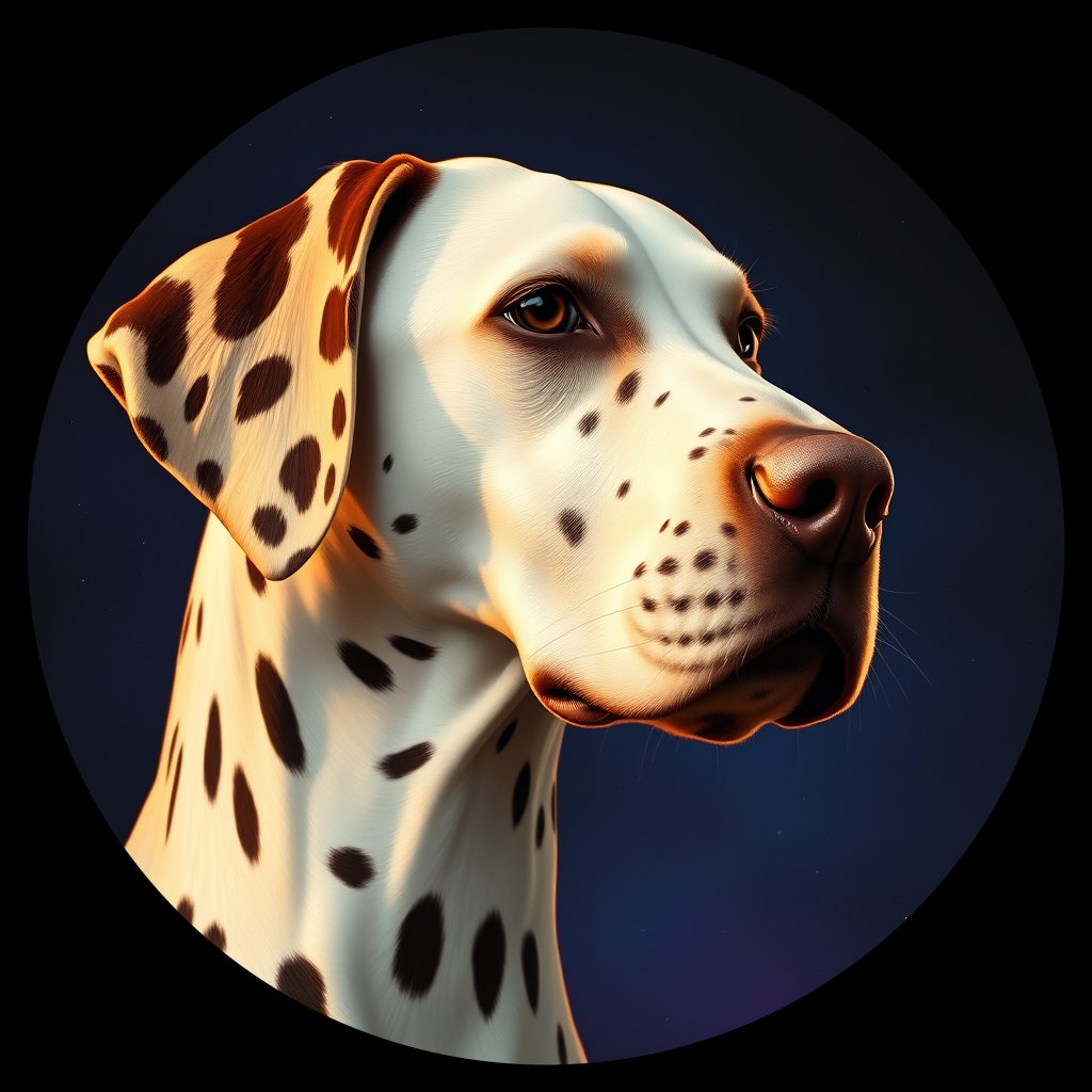 Cosmic medallion portrait of PFZ5G10_PFZ5G10, a Dalmatian