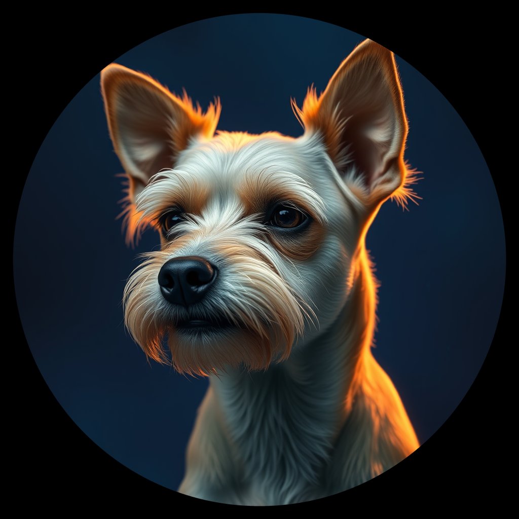 Cosmic medallion portrait of PFZ5G11_PFZ5G11, a Chinese Crested