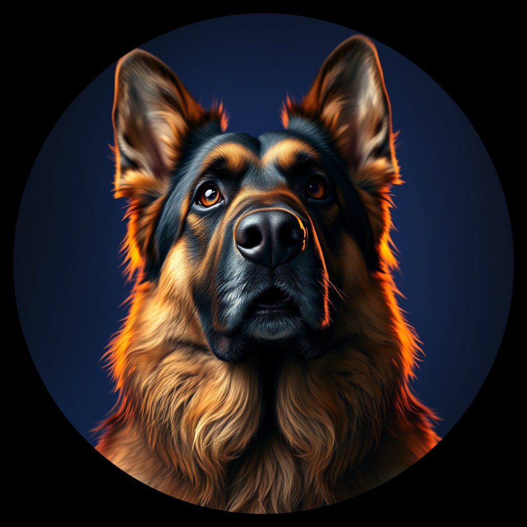 Cosmic medallion portrait of PFZ5G12_PFZ5G12, a German Shepherd
