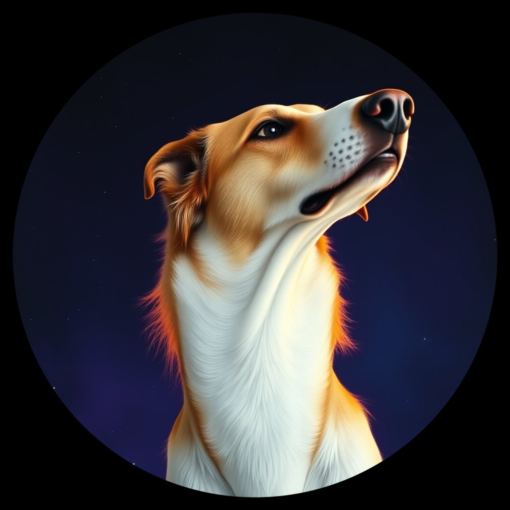 Cosmic medallion portrait of PFZ5H01_PFZ5H01, a Borzoi