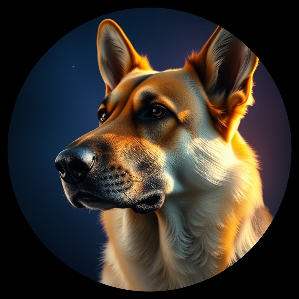 Cosmic medallion portrait of PFZ5H02_PFZ5H02, a German Shepherd