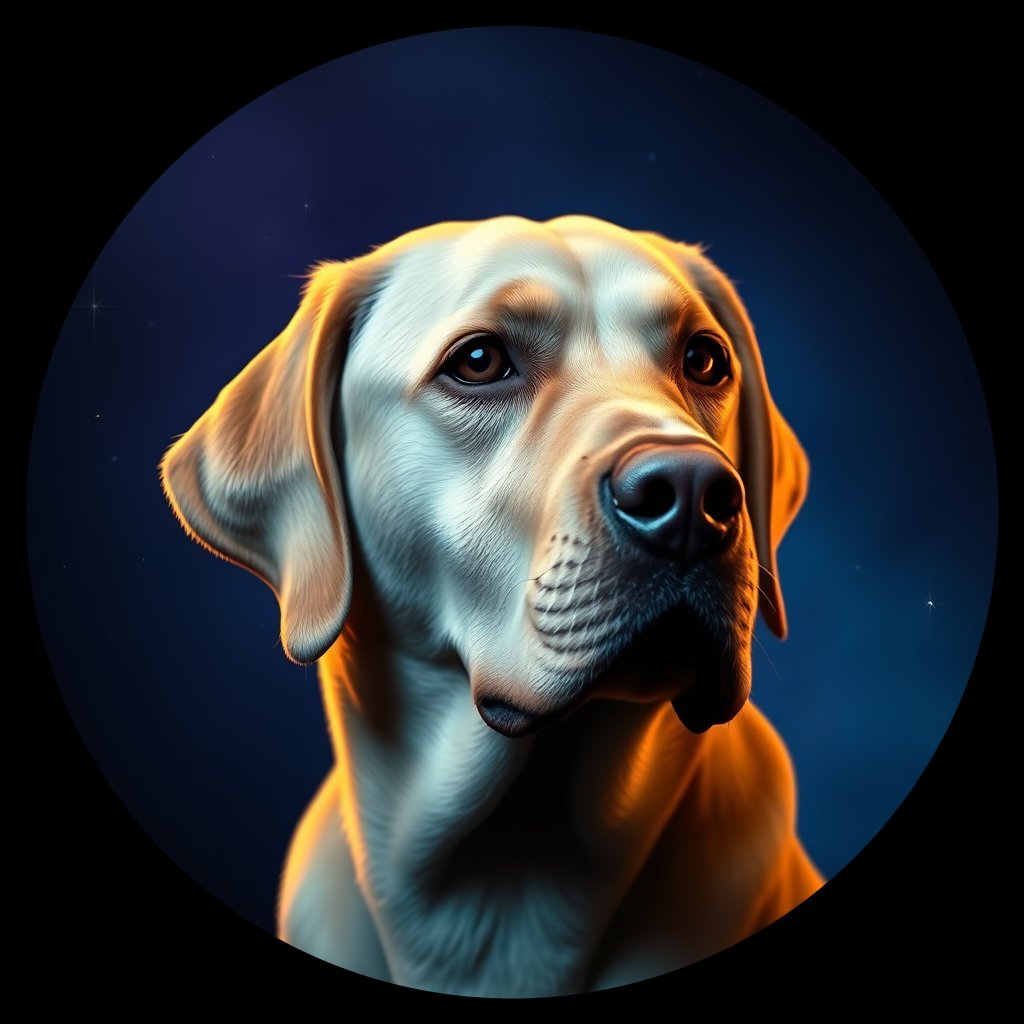 Cosmic medallion portrait of PFZ5H03_PFZ5H03, a Labrador Retriever