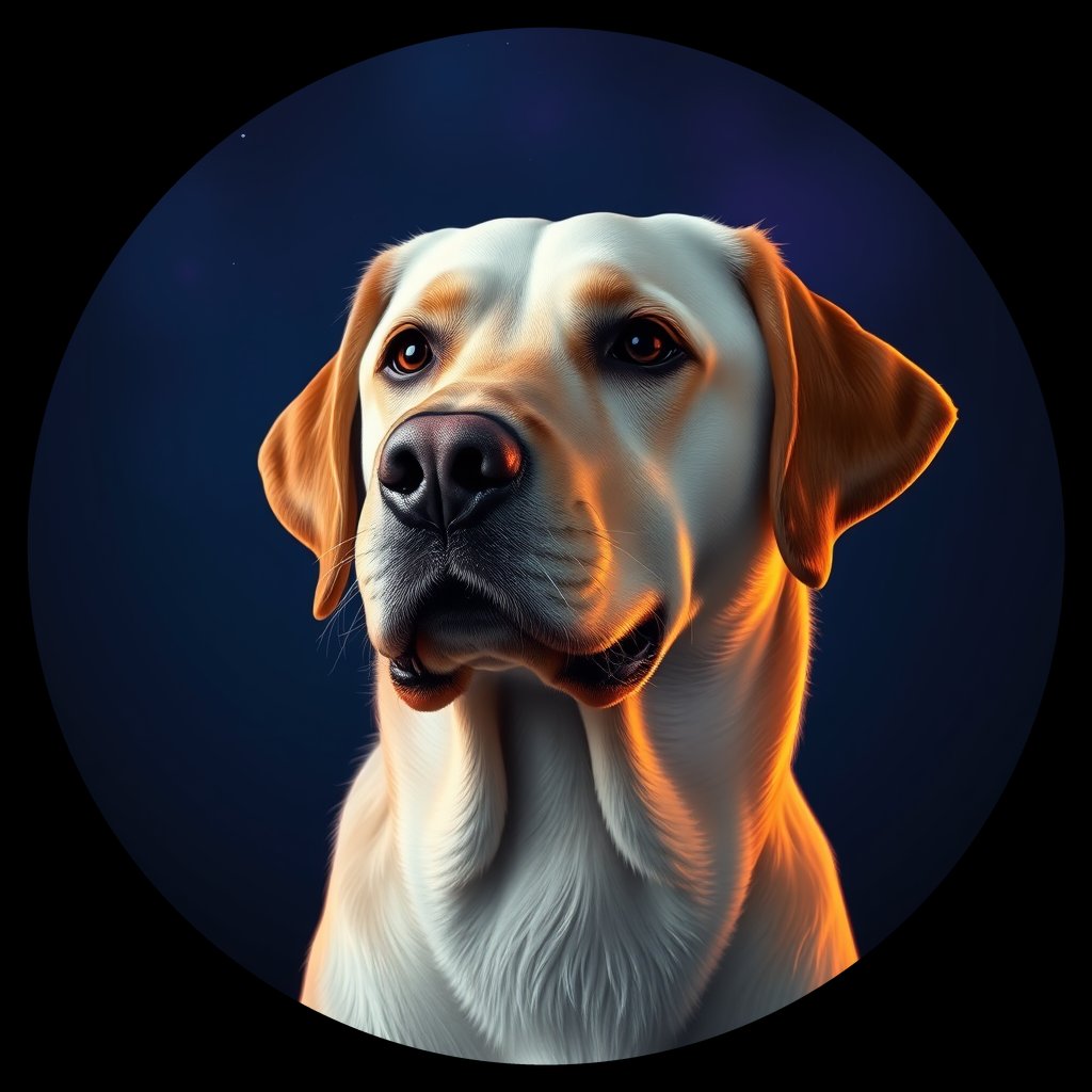 Cosmic medallion portrait of PFZ5H04_PFZ5H04, a Labrador Retriever