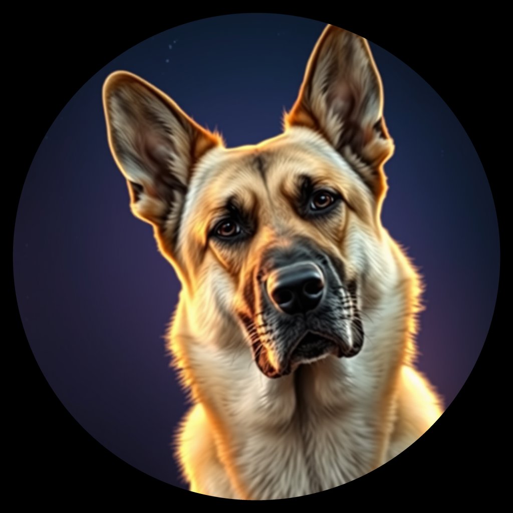 Cosmic medallion portrait of PFZ5H05_PFZ5H05, a German Shepherd