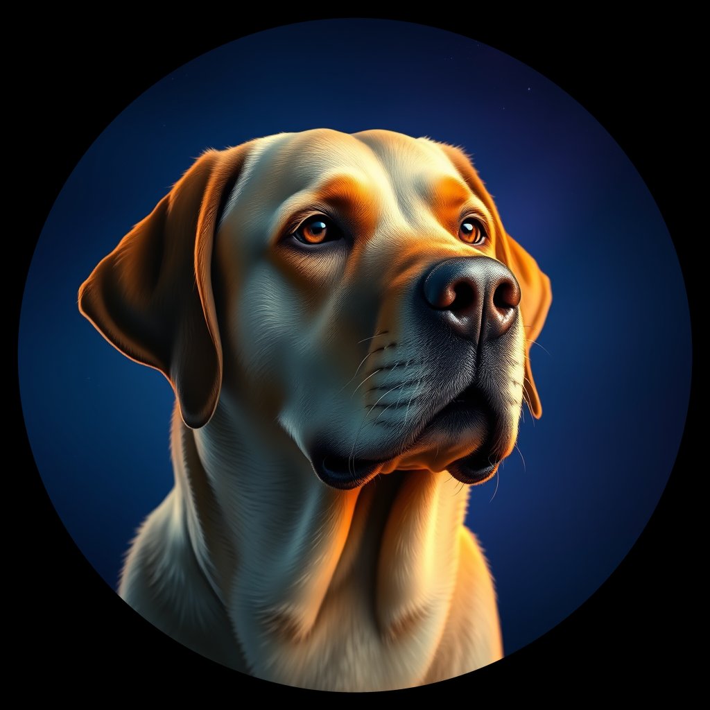 Cosmic medallion portrait of PFZ5H06_PFZ5H06, a Labrador Retriever