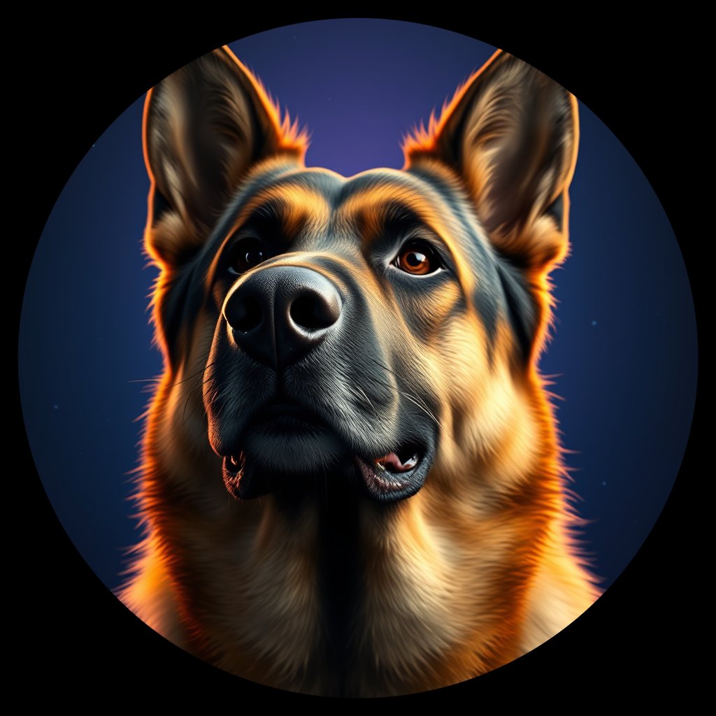 Cosmic medallion portrait of PFZ5H07_PFZ5H07, a German Shepherd