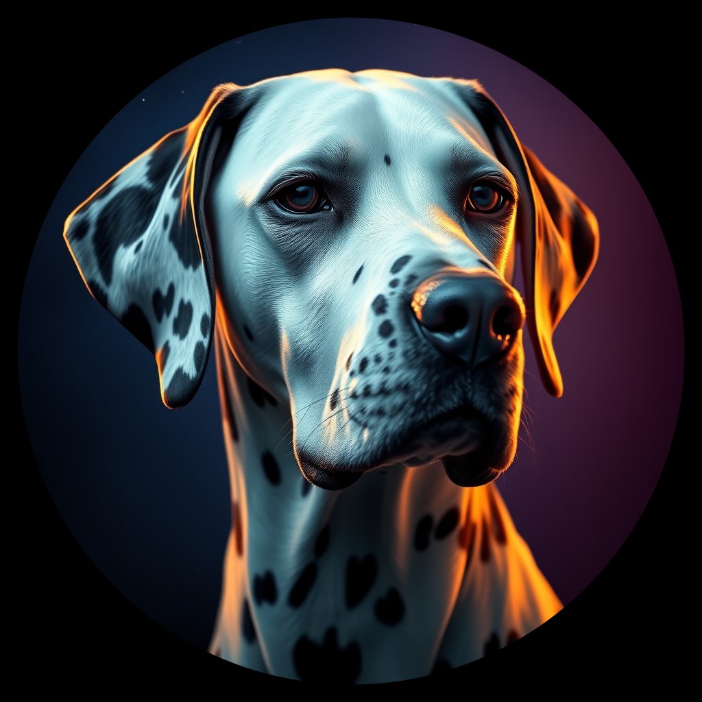 Cosmic medallion portrait of PFZ5H10_PFZ5H10, a Dalmatian