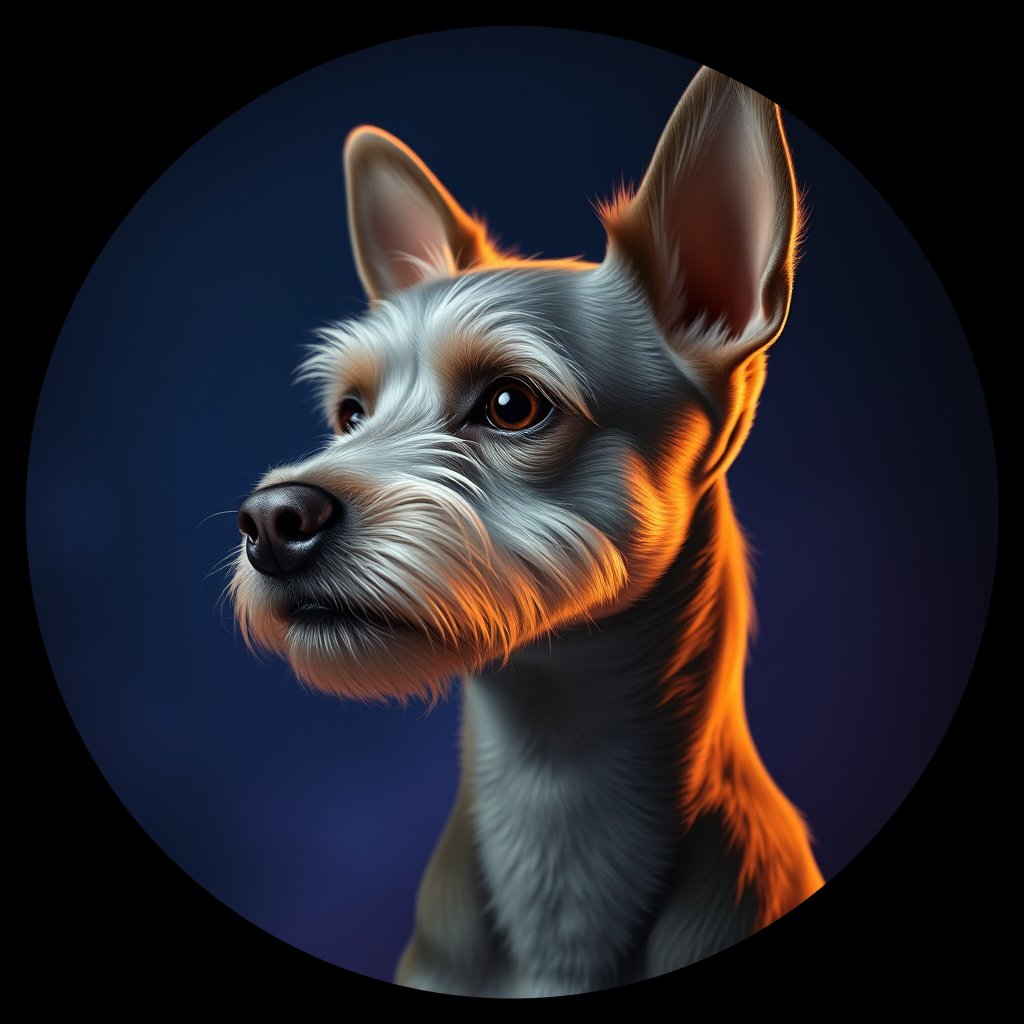 Cosmic medallion portrait of PFZ5H11_PFZ5H11, a Chinese Crested