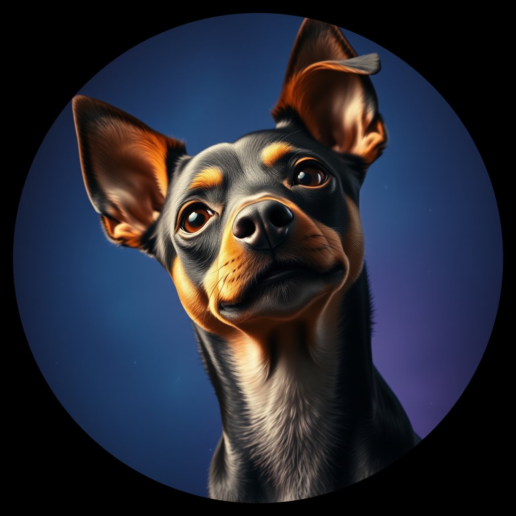 Cosmic medallion portrait of PFZ6A05_PFZ6A05, a Miniature Pinscher