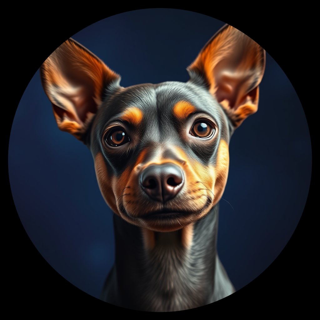 Cosmic medallion portrait of PFZ6A06_PFZ6A06, a Miniature Pinscher