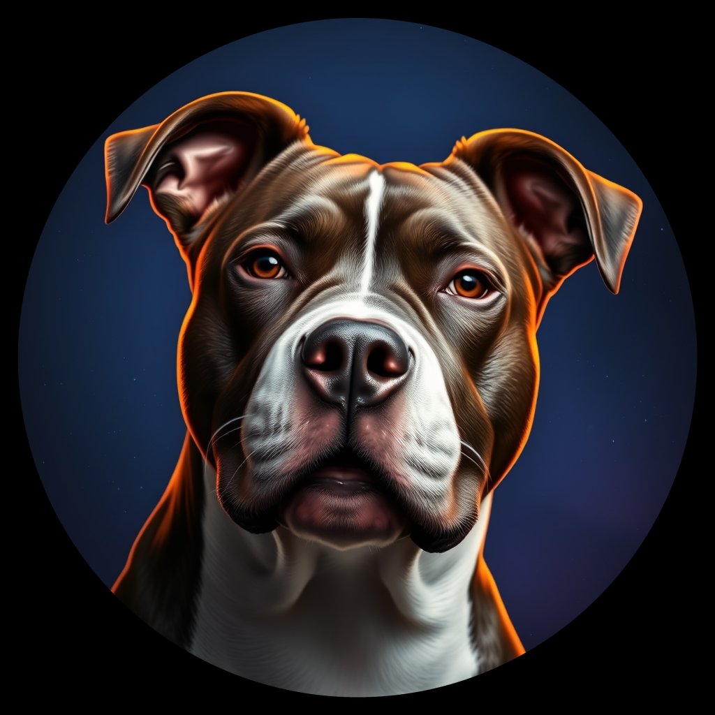 Cosmic medallion portrait of PFZ6A12_PFZ6A12, a American Staffordshire Terrier