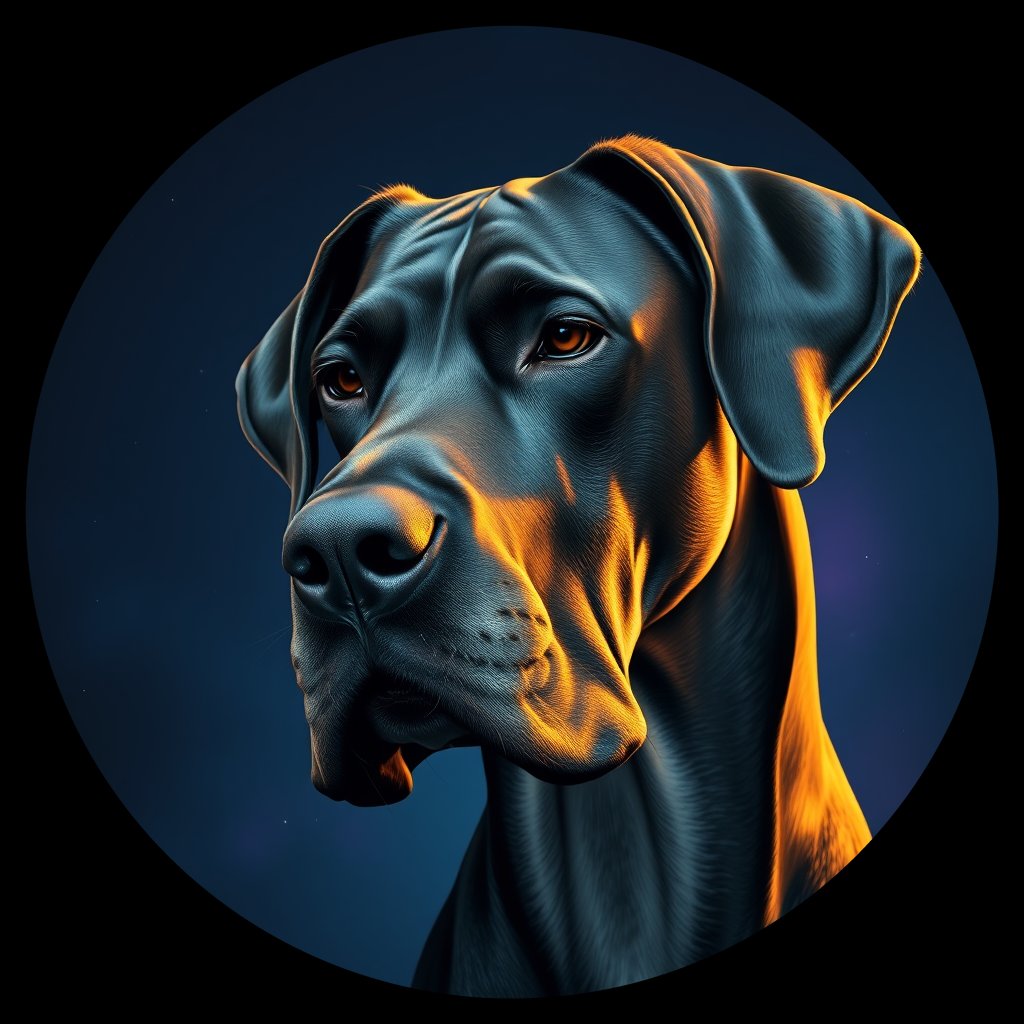 Cosmic medallion portrait of PFZ6B02_PFZ6B02, a Great Dane