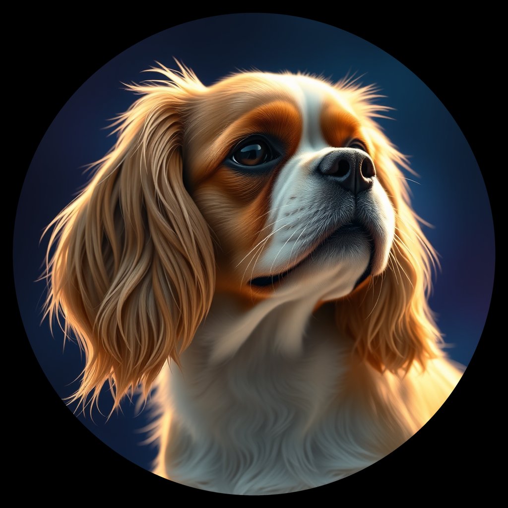 Cosmic medallion portrait of PFZ6B03_PFZ6B03, a Cavalier King Charles Spaniel