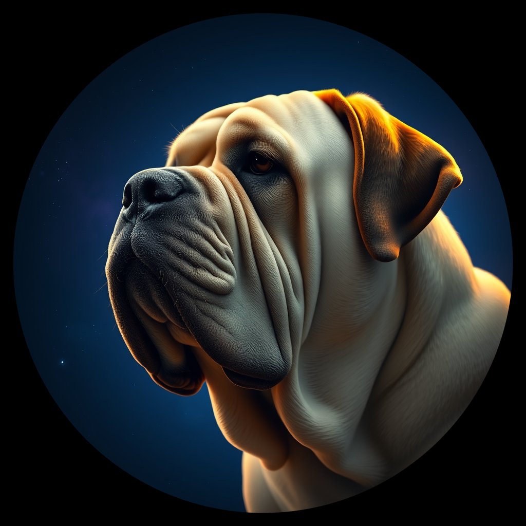 Cosmic medallion portrait of PFZ6B04_PFZ6B04, a Mastiff