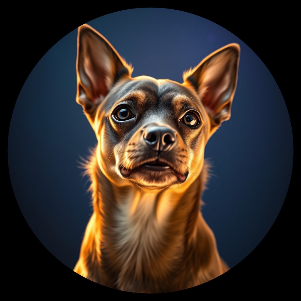 Cosmic medallion portrait of PFZ6B05_PFZ6B05, a Miniature Pinscher