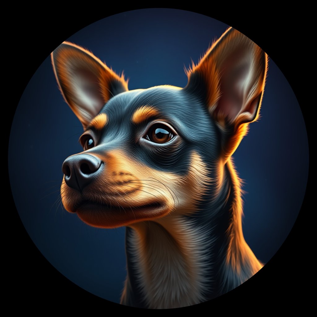 Cosmic medallion portrait of PFZ6B06_PFZ6B06, a Miniature Pinscher