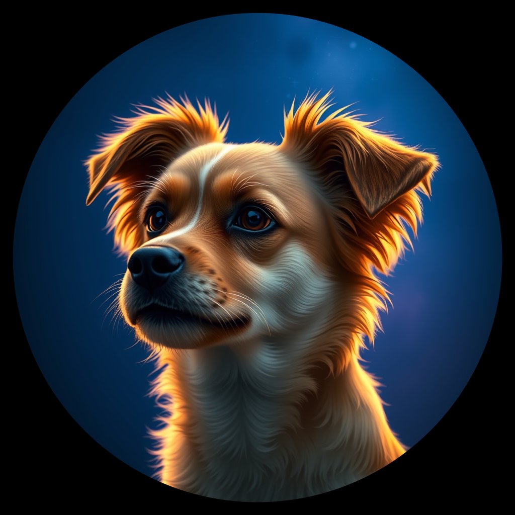 Cosmic medallion portrait of PFZ6B08_PFZ6B08, a Papillon
